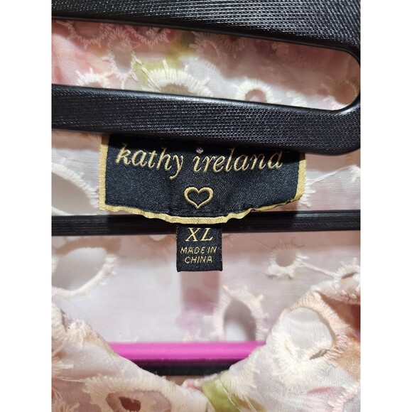 Kathy Ireland Womens XL Pink Shacket Victorian Floral Eyelet Relaxed Cottage - Picture 9 of 16